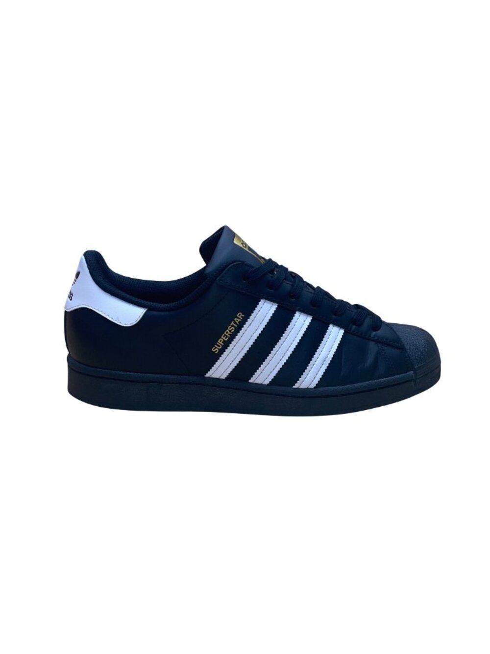 Adidas Men’s Black Leather White Stripes Superstar Shell Toe Sneakers Size 11